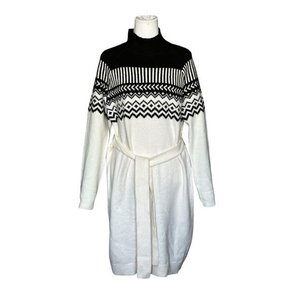 Ann Taylor NWT Fair Isle Wool Blend Sweater Dress Winter White Sz M - Picture 4 of 10
